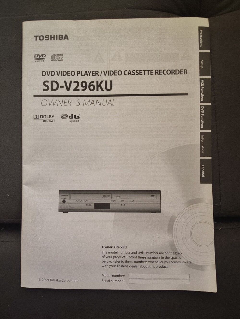Toshiba SD-V296KU Owners/Instruction Manual